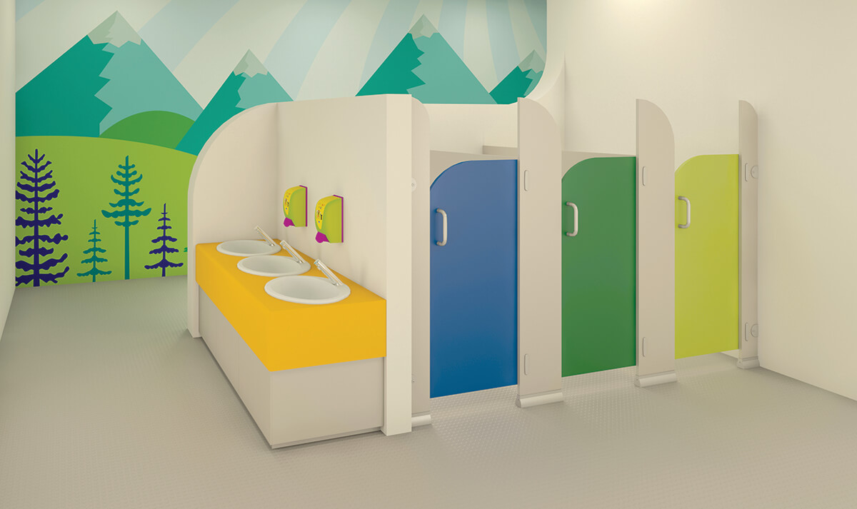 Sydney – A range of toilet cubicles perfectly suited to infant and nursery schools